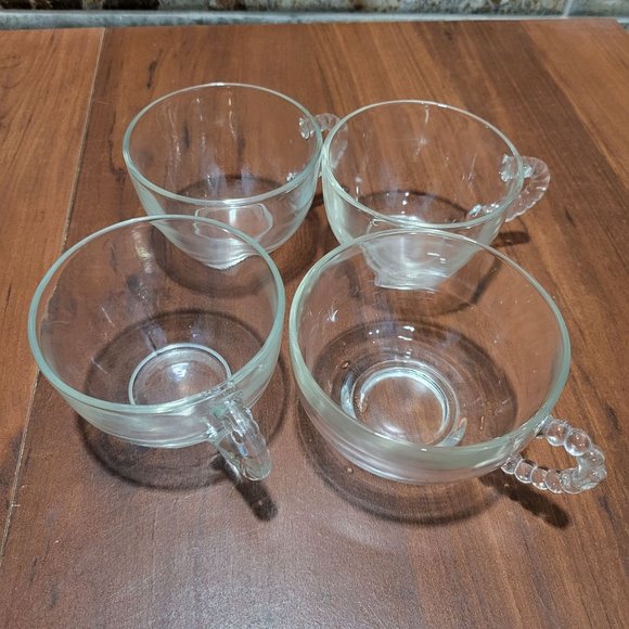 VTG Clear Glassware Snack Set 4 Four Plates Cups - Picture 13 of 16